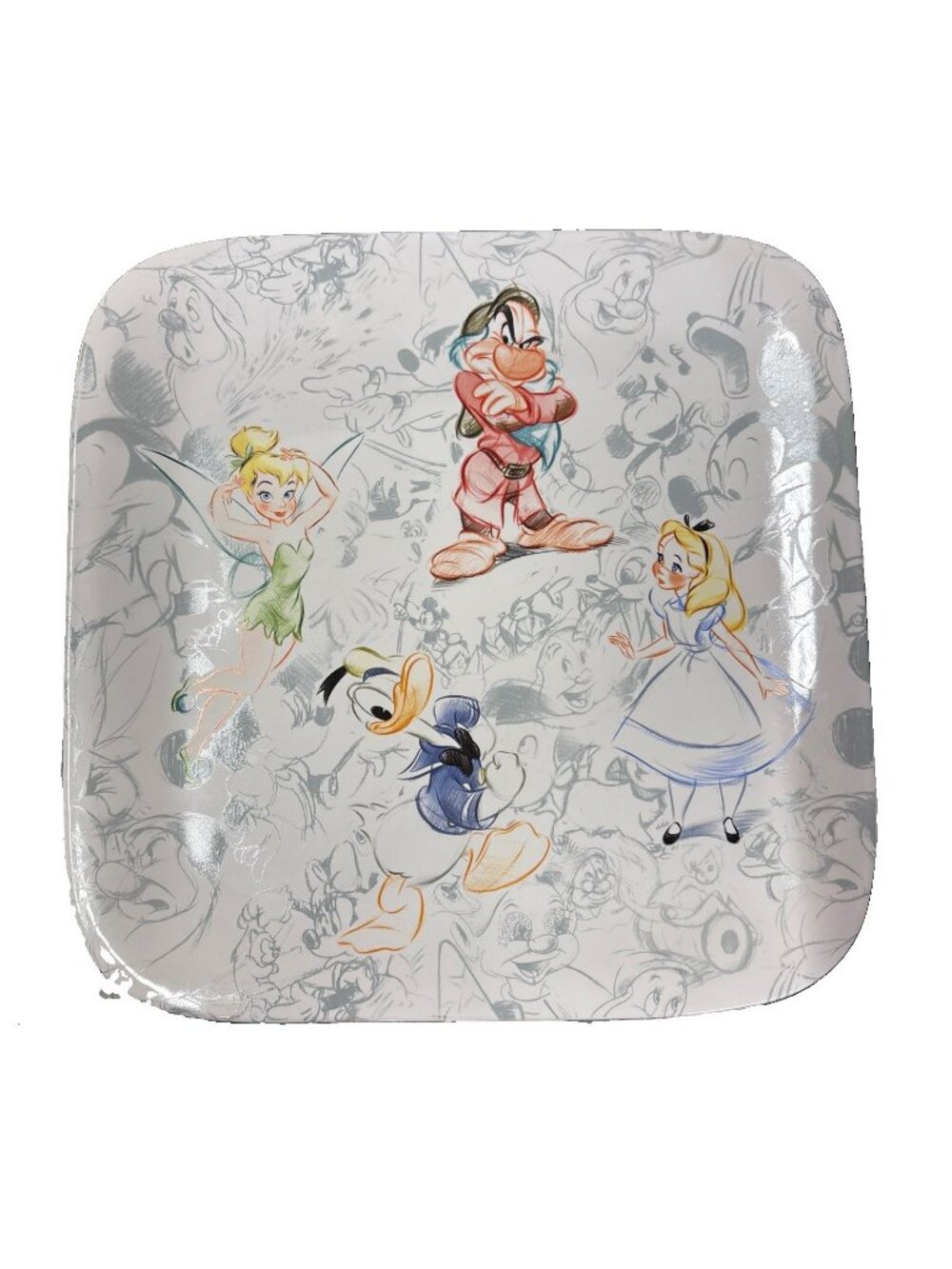 Disney Store Studio Collection Large Platter Alice Tinker Bell Donald Grumpy 14"